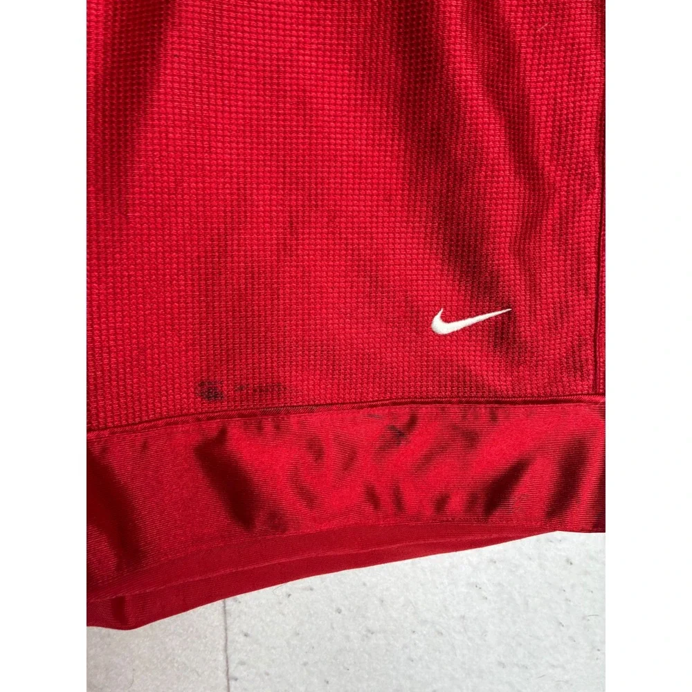 Nike‎ Mens Basketball Shorts Red Mesh Athletic Gym Swoosh Logo Size Large